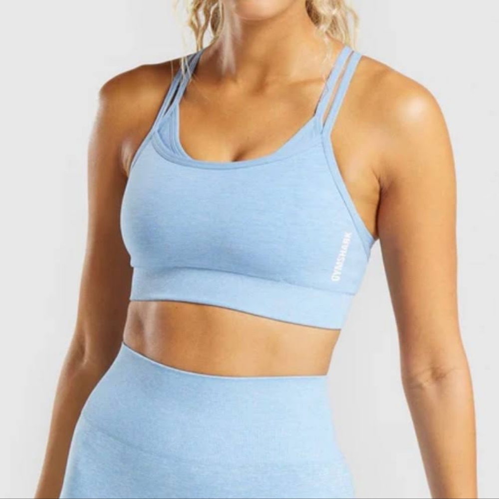 Gymshark Adapt Marl Seamless Light Blue Sports Bra